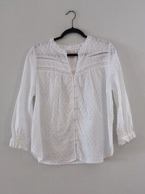 LOFT cotton eyelet and lace blouse